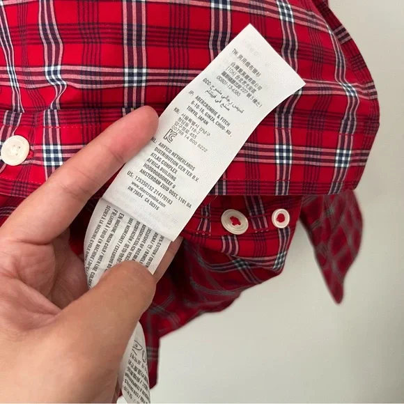 Abercrombie & Fitch Red Plaid Shirt 2XL MEN (excellent condition) - Picture 7 of 7